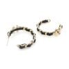 18K CC Cricle Leather Earrings