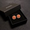 18K CC Black & Red Earrings