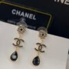 18K CC Black Crystal Earrings