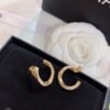 18K CC Half Cirle Diamond Earrings