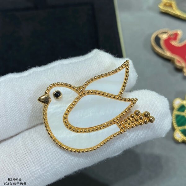 18K Lucky Animals Dove Clip Brooch