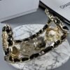 18K CC Leather Open Cuff Bracelet