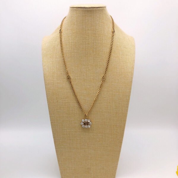 18K Double G Flower Crystals Necklace