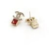 18K CC Red Crystal Earrings