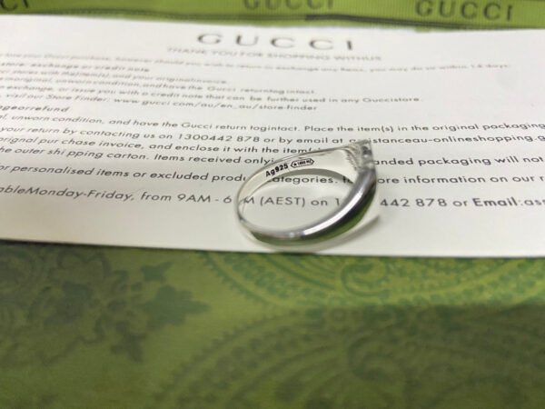 Double G Interlocking G Blue Enamel Heart Ring