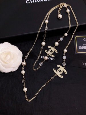 18K CC Long Pearl Necklace