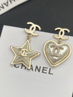18K CC Heart & Star Earrings