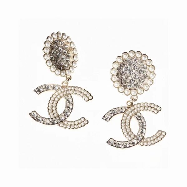 18K CC Diamond Drop Earrings
