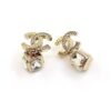 18K CC Square Crystal Pendant Earrings
