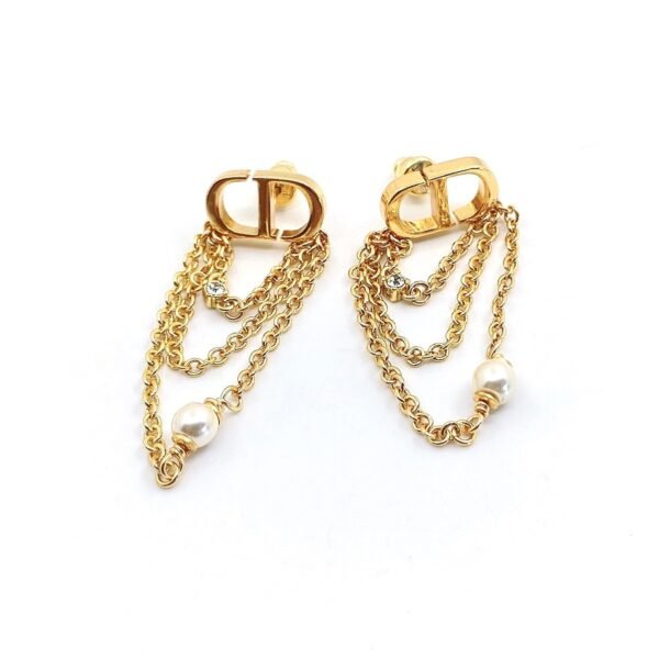 18K CD Pearl Chain Earrings