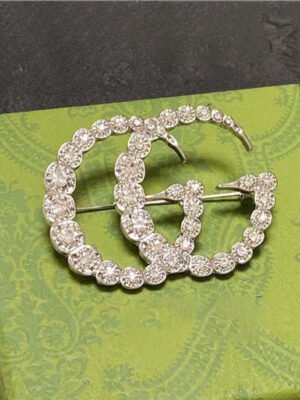 18K Double G Crystal Brooch