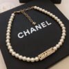 18K CC Scripe Pearls Chain Necklace