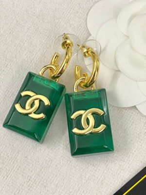 18K CC Green Perfume Bottle Earrings
