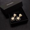 18K CC Black Heart Earrings