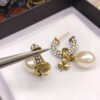 18K CD March Grass Pearl Crystals Earrings
