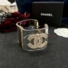 18K CC Transparent Pearl Logo Cuff Bracelet