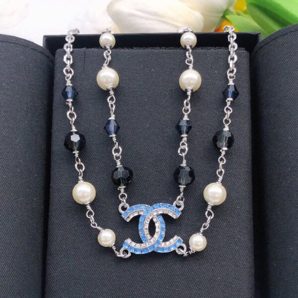 18K CC Blue Resin Necklace