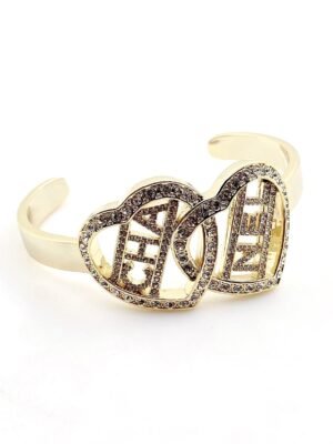 18K CC Crystals Heart Cuff Bracelet