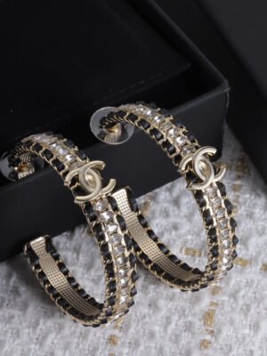 18K CC Leather Chain Earrings