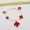 18K Magic Alhambra Five Carnelian Motifs Clover Bracelet