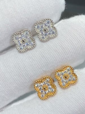 18K Vintage Alhambra Diamonds Earrings