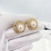 18K CC Pearl Round Earrings