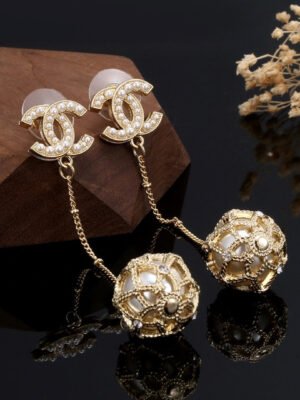 18K CC Pearl Long Earrings