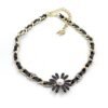 18K CC Flower Leather Choker Necklace