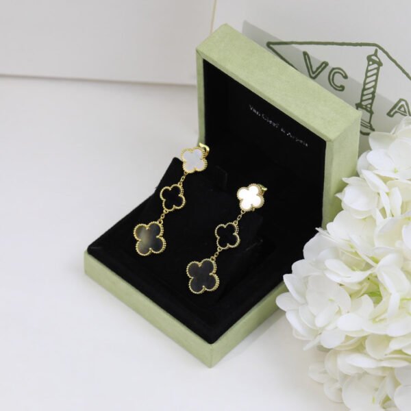 18K Magic Alhambra Three Pearls Motifs Earrings
