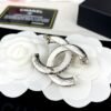 18K CC Black & White Crystals Brooch