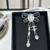18K CC Bow Tie Crystals Brooch