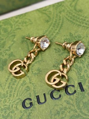 18k Double G Crystal Chain Earrings