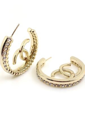 18K CC Circle Crystals Earrings