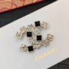 18K CC Black Crystals Brooch