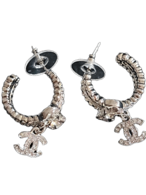 18K CC Diamond Pendant Earrings