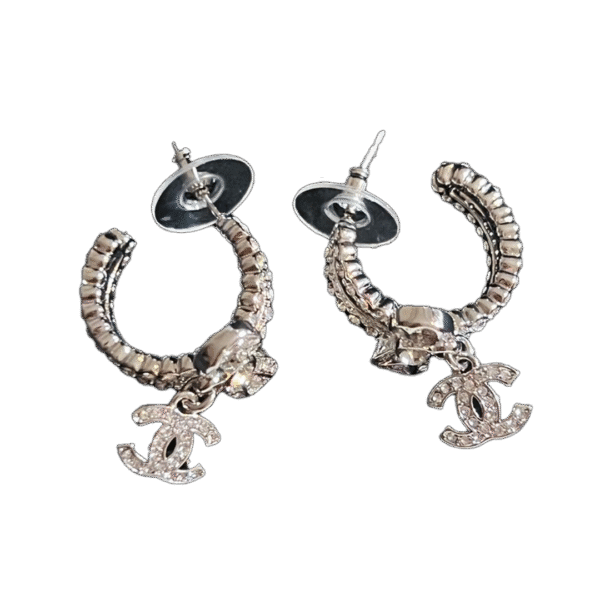 18K CC Diamond Pendant Earrings