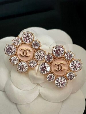 18K CC Color Flower Diamond Earrings