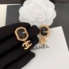 18K CC Pendant Leather Earrings