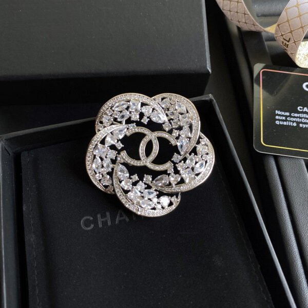 18K CC Camellia Crystals Brooch