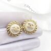 18K CC White Pearl Earrings