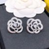 18K CC Camellia Diamond Earrings