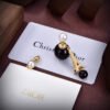 18K CD Tribales Eiffel Tower Charm Black Pearls Earrings