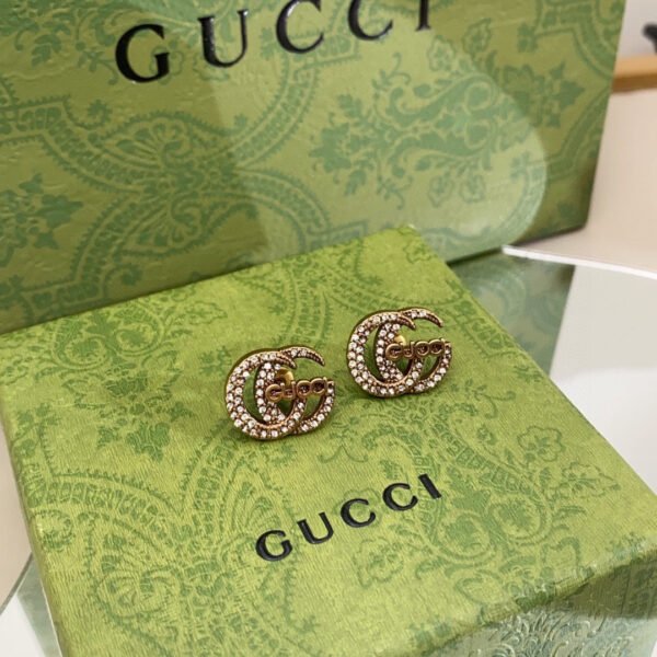 18K Double G Logo Diamonds Earrings
