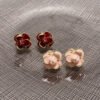 18K CC Red & Pink Camellia Earrings