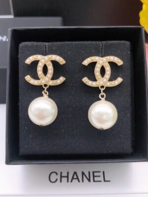 18K CC Pearl Drop Earrings
