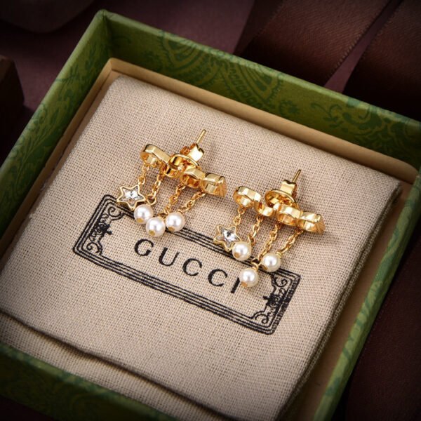 18K Double G Script Pearl Earrings