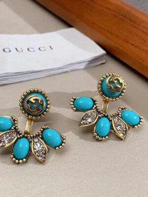 18K Double G Blue Flowers Earrings