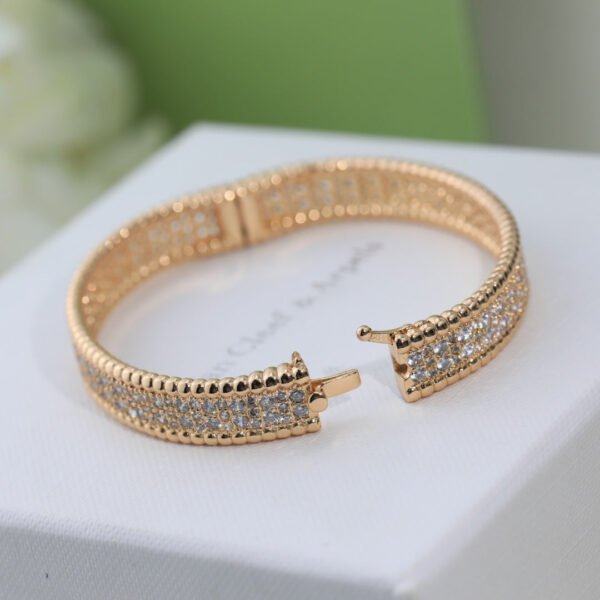 18K Rose Gold Perl¨¦e Diamonds Three Rows Bracelet