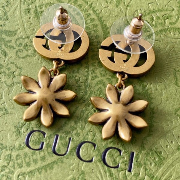 18K Double G Flower Pendant Earrings
