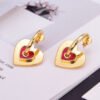 18K Triomphe Red Heart Earrings
